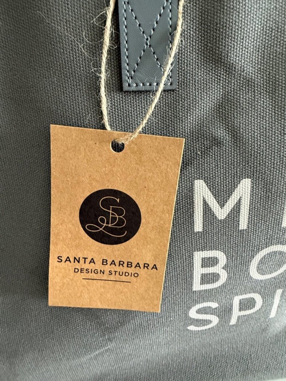 Santa Barbara Design Studio Mind Body Spirit Canvas Tote Bag 20x11x6 Gray With H - Picture 4 of 10
